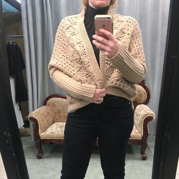 Dolman Batwing Sleeve Crochet & Knit Cardigan NWOT - Picture 6 of 16